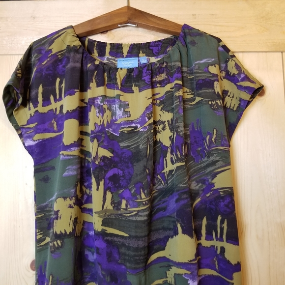 Simply Vera Vera Wang Abstract Print Cap Sleeve Shift Dress - Picture 3 of 12